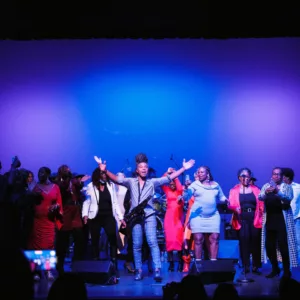 Image of a stage during the Buck O'Neil Birthday Bash