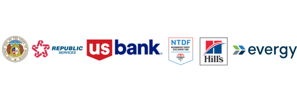 A row of six logos from left to right: Missouri state seal, Republic Services, US Bank, NTDF, Hill's, and Evergy.