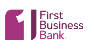 Logo of First Business Bank featuring a stylized F in purple and white next to the text First Business Bank® in purple.