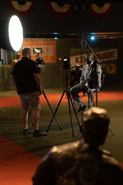 behind the scenes filming of storied, focused on Bob, President of the Negro Leagues Baseball Museum