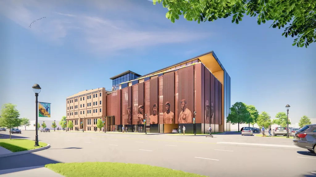 A digital mockup image for the concept of the new NLBM building