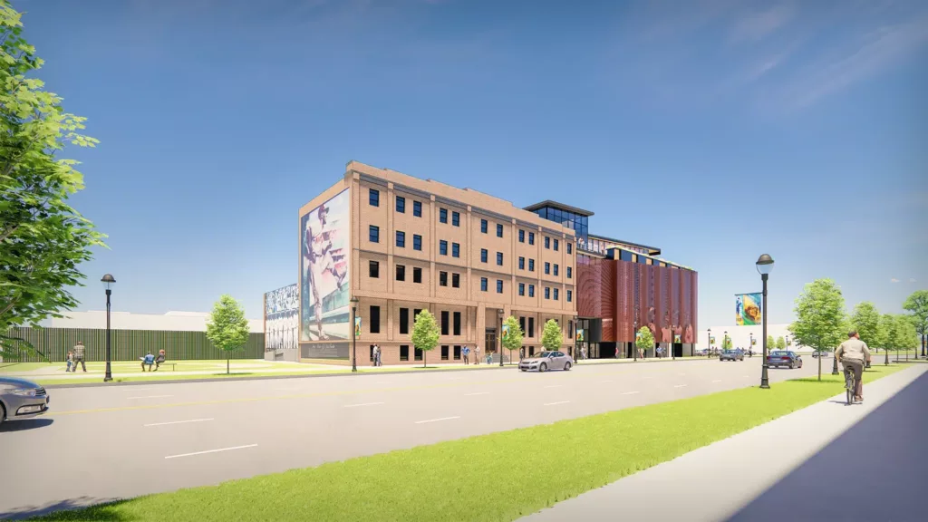 A digital mockup image for the concept of the new NLBM building