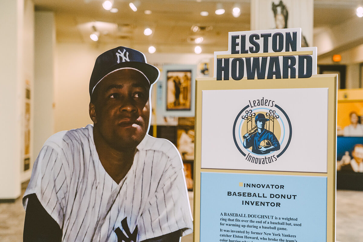 Close up photo of Elston Howard exhibit